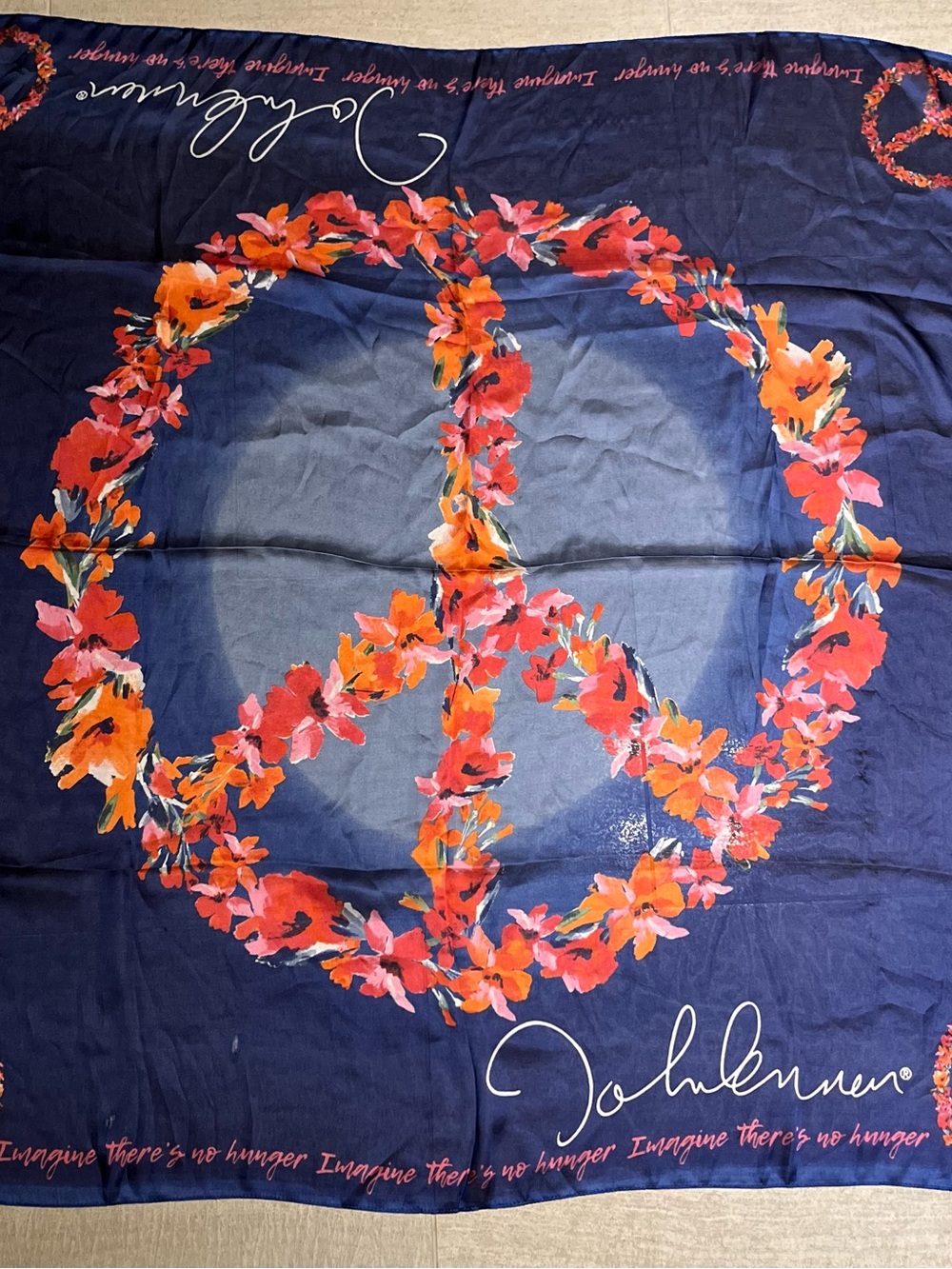 Collectioneighteen Navy Floral Peace Sign scarf
